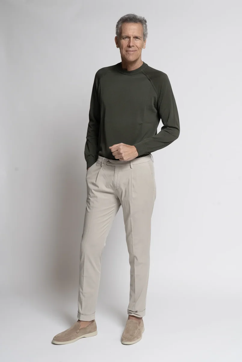 Maglia Girocollo in Cotone Verde Militare - immagine 5