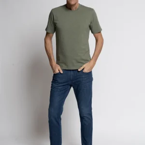 T-Shirt in Cotone Fiammato Verde Militare