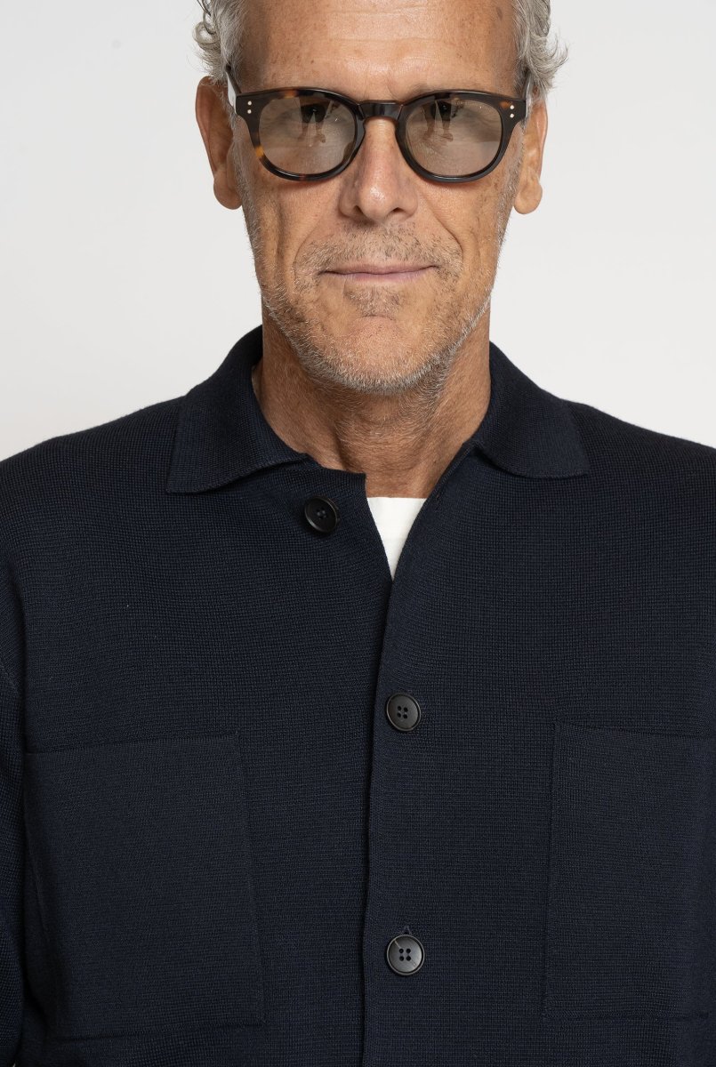 Giacca in Maglia in Lana Merino Navy - immagine 5