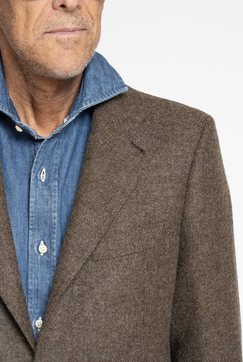 Blazer in Tessuto Harris Tweed Monopetto Marrone - immagine 6