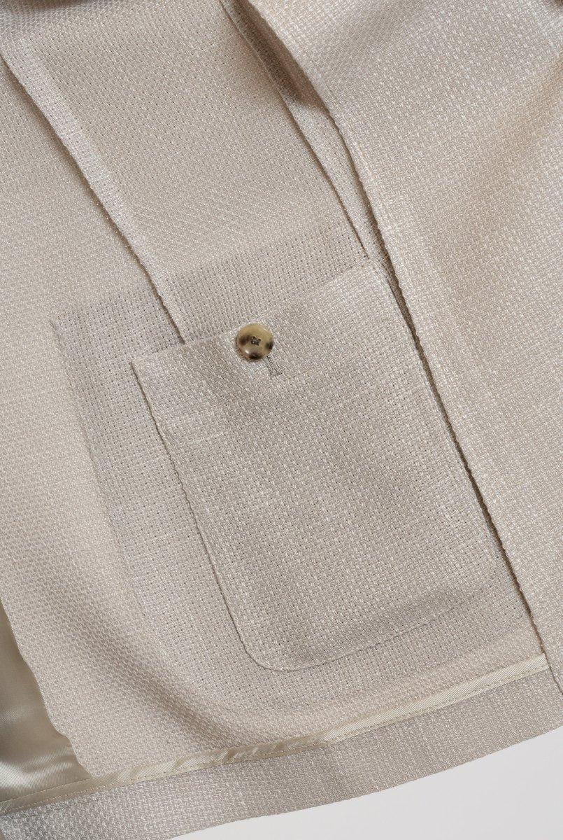 Giacca con Tessuto Loro Piana Summertime® Micro Fantasia Lana, Seta, Beige - Realizzabile anche Su Misura - immagine 4