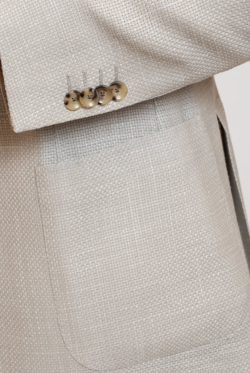 Giacca con Tessuto Loro Piana Summertime® Micro Fantasia Lana, Seta, Beige - Realizzabile anche Su Misura - immagine 5