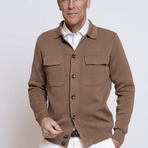 Giacca in Maglia di Cotone Marrone Bruciato