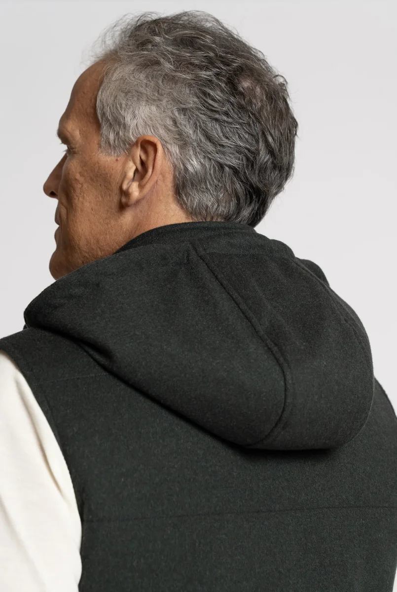 Gilet in tessuto Loro Piana Green Storm System Verde Scuro Melange - Realizzabile Anche in Tessuto Su Misura - immagine 7
