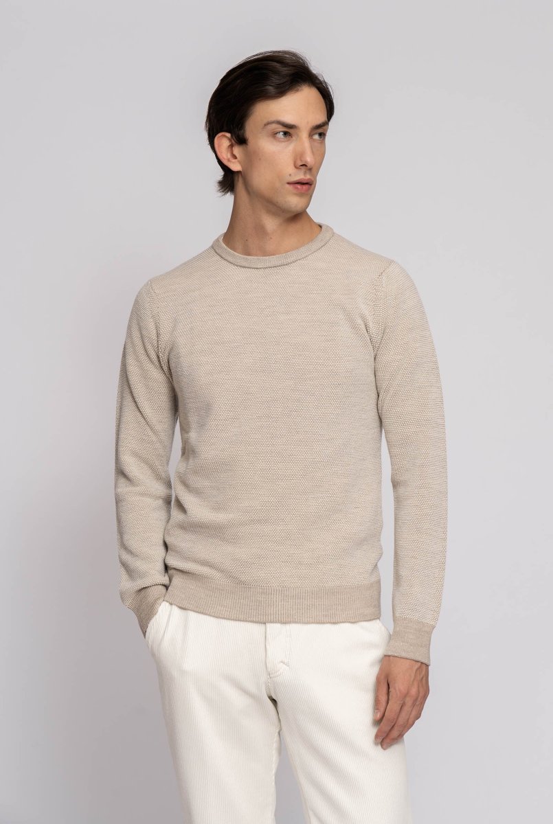 Maglia Girocollo in Lana extra fine color Crema