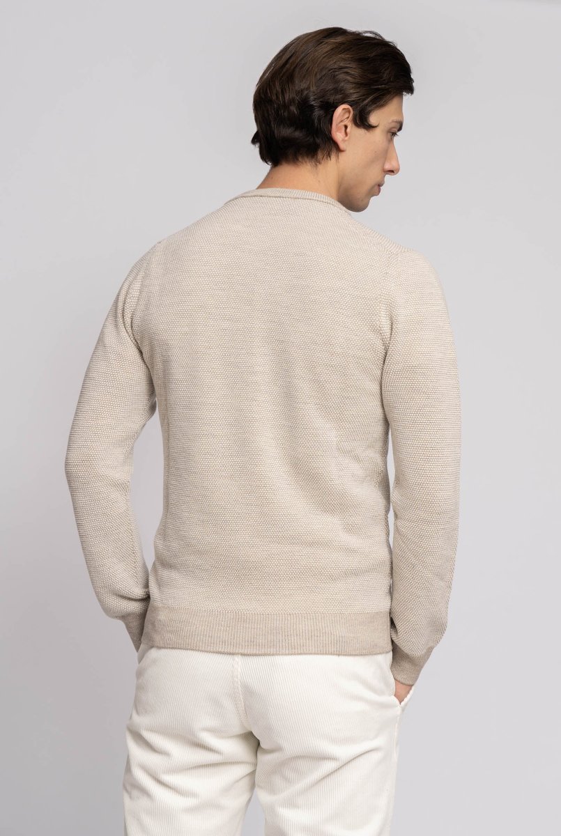 Maglia Girocollo in Lana extra fine color Crema - immagine 3