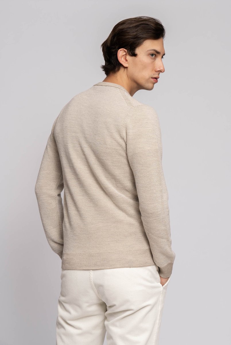 Maglia Girocollo in Lana extra fine color Crema - immagine 5