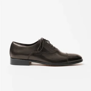 Scarpa Oxford in vitello testa di moro punta arrotondata lavorazione Blake