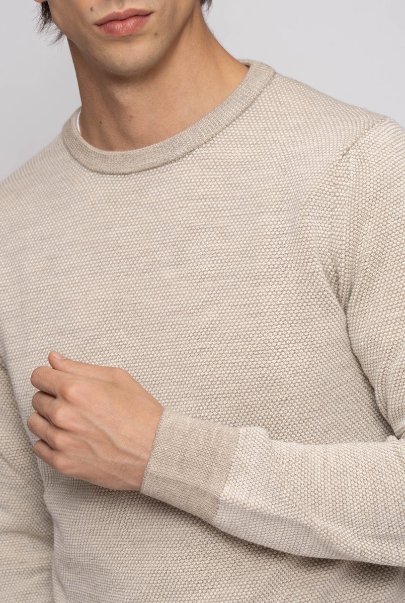 Maglia Girocollo in Lana extra fine color Crema - immagine 4