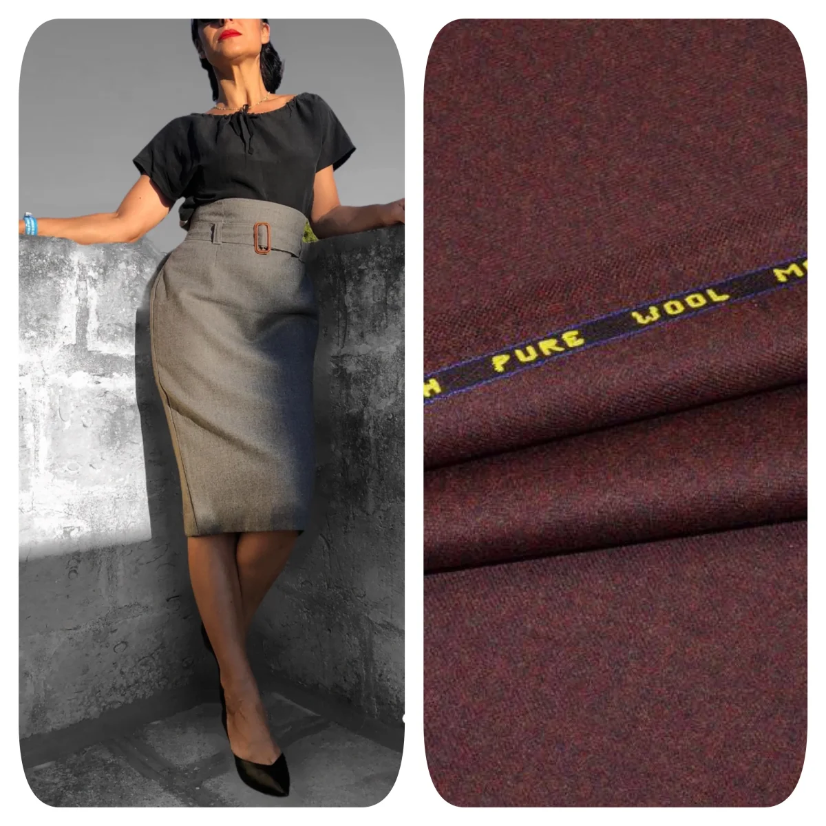 Gonna tubino Milly in lana flanella vintagestyle anni50 - immagine 4