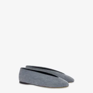 Ballerine in denim floccato