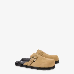Sabot in suede con cinturino