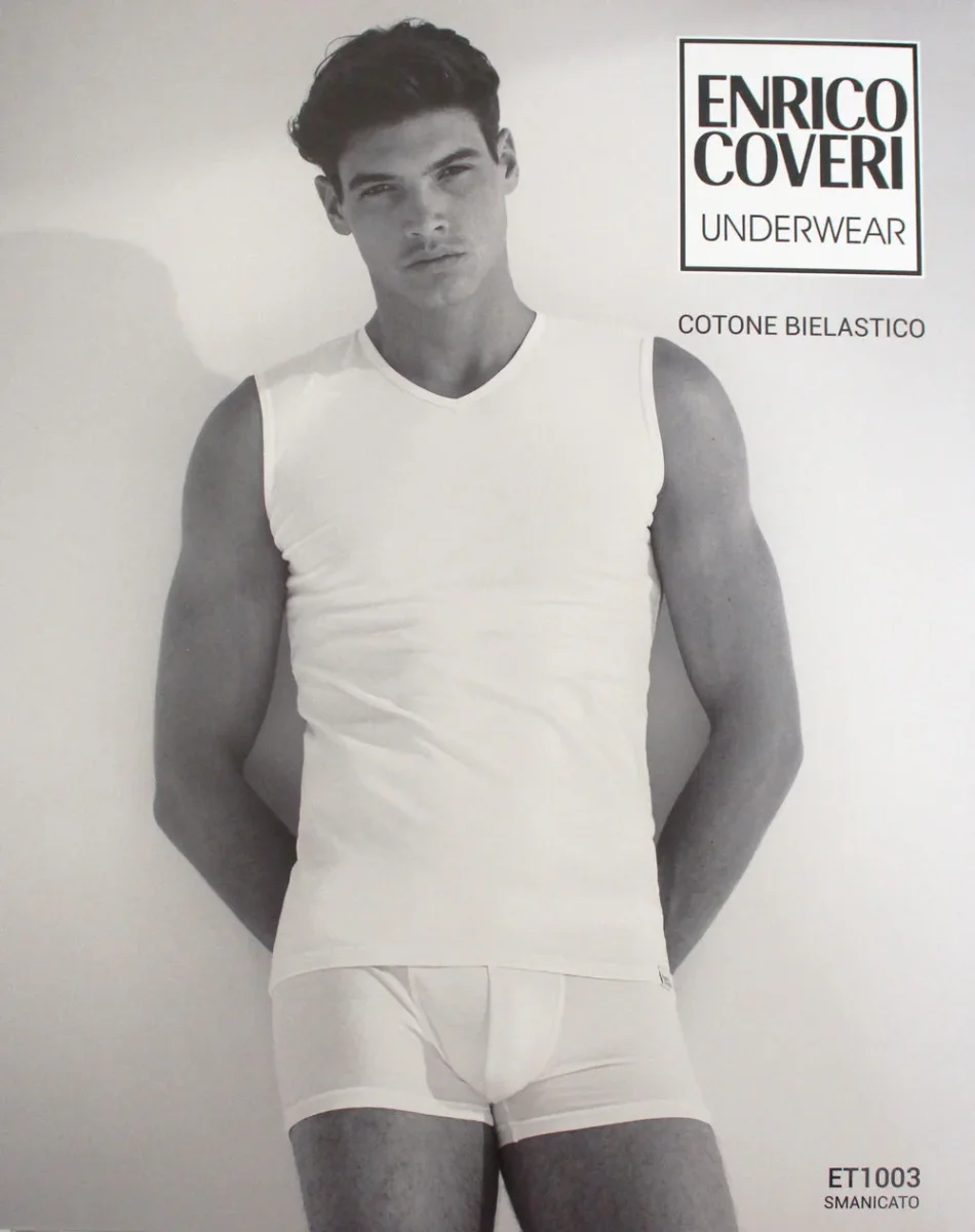 Smanicato scollo V Uomo Enrico Coveri art. ET1003 in cotone bielastico