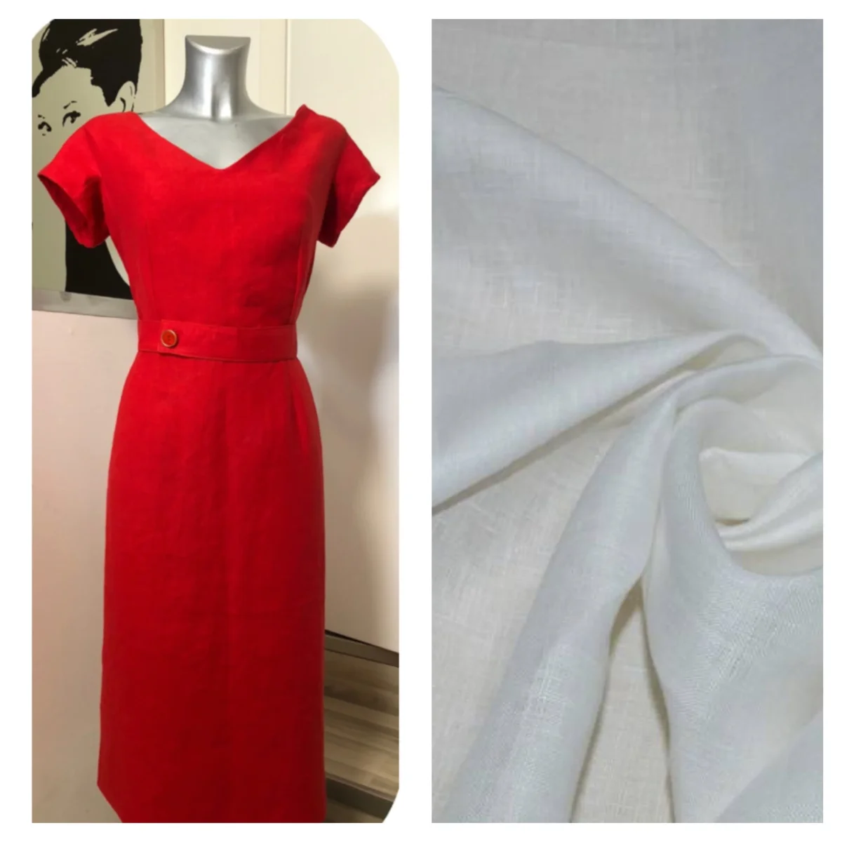 Abito tubino kelly in lino vintagestyle anni 50 su misura - immagine 8
