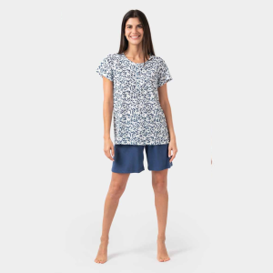 Pigiama corto a mezza manica Zero Pigiamore art. 4302 in puro cotone – var. blu e fucsia