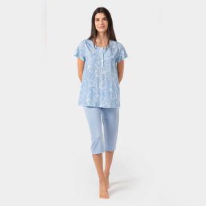 Pigiama mezza manica e pantalone pinocchietto Zero Pigiamore art. 4330 in puro cotone