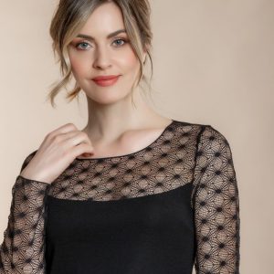 Sottogiacca con pizzo a manica lunga ChiarAmore art. 5830 in lana e seta