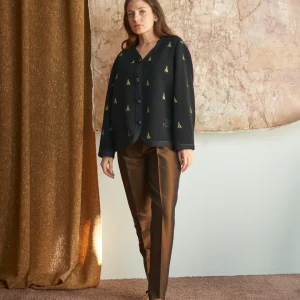 Cardigan in lana con bottoni a caramella