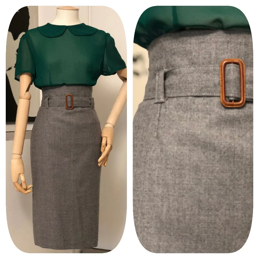 Gonna tubino Milly in lana flanella vintagestyle anni50 - immagine 3