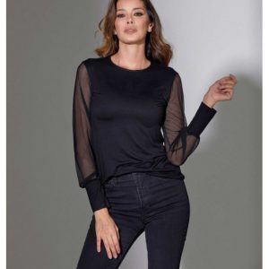 Maglia a girocollo e maniche lunghe in tulle Jadea art. 4528