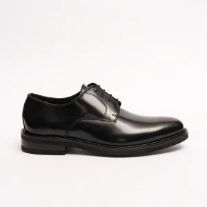 Scarpa derby in vitello spazzolato lucido nero