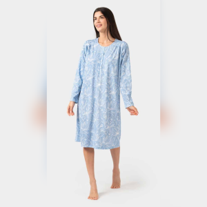 Camicia da notte lunga con carrè Zero Pigiamore art. 4344 in puro cotone