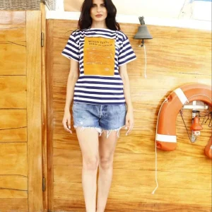 T-shirt marinaio donna scollo a barca retto