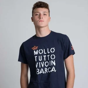 T-shirt uomo girocollo cotone  bianco/blu